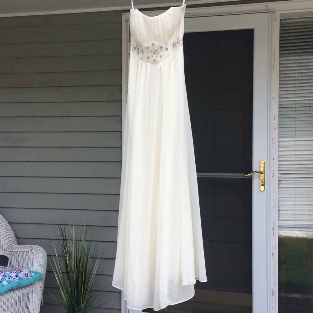 Strapless White sequenced gown ONLY WORN ONCE